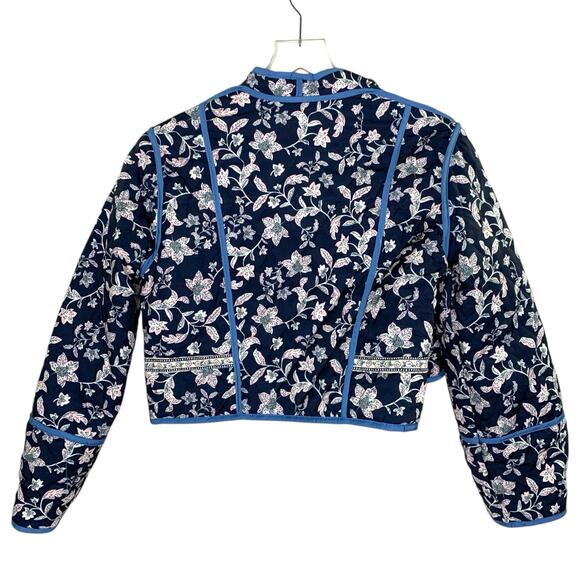 Alter Ego Fashions S Perri Quilted Reversible Jacket Blue Floral Hipster Cottage - Picture 6 of 10